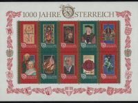 Österreich - Block 012 - postfrisch - 1000 Jahre Österreich