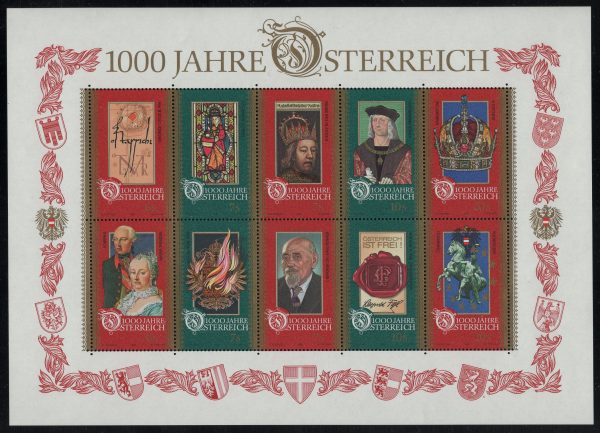 Österreich - Block 012 - postfrisch - 1000 Jahre Österreich