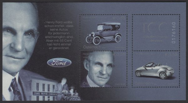 Österreich - Block 020 - postfrisch - 100 Jahre Ford Automobile