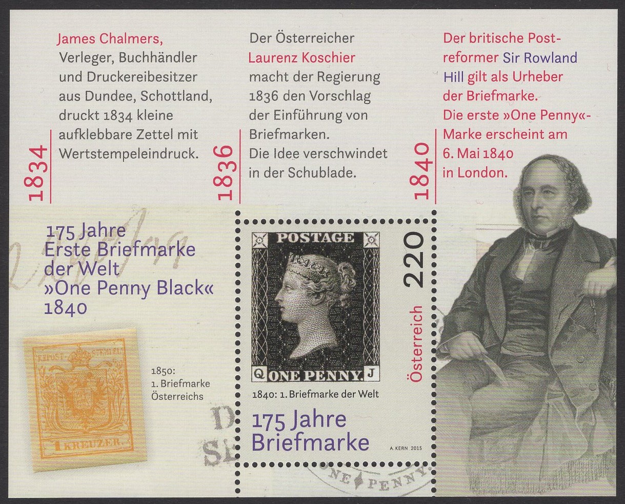 Österreich - Block 086 - postfrisch - 175 Jahre Briefmarken