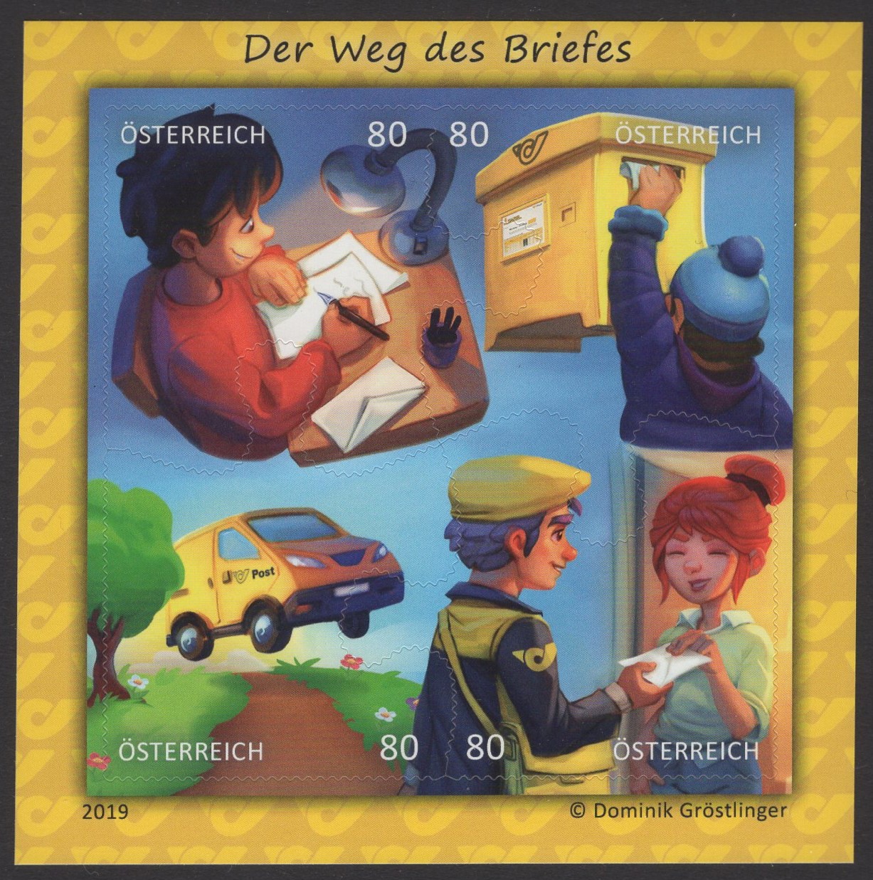 Österreich - Block 103 - postfrisch - Comicmarke Puzzle VVII der Weg des Briefes