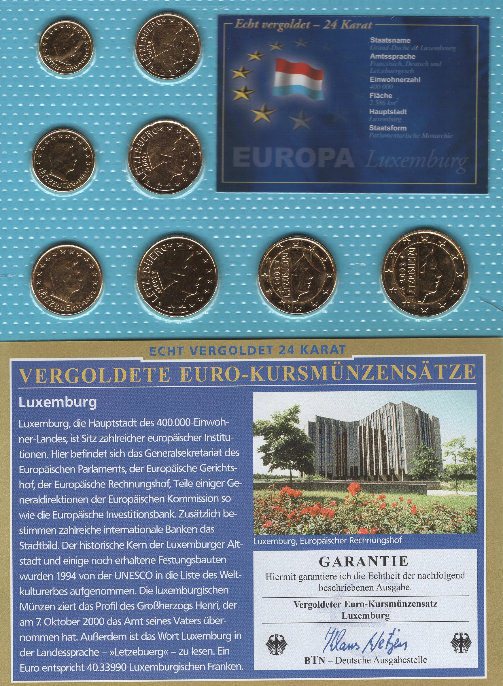 Luxemburg 2002 vergoldet
