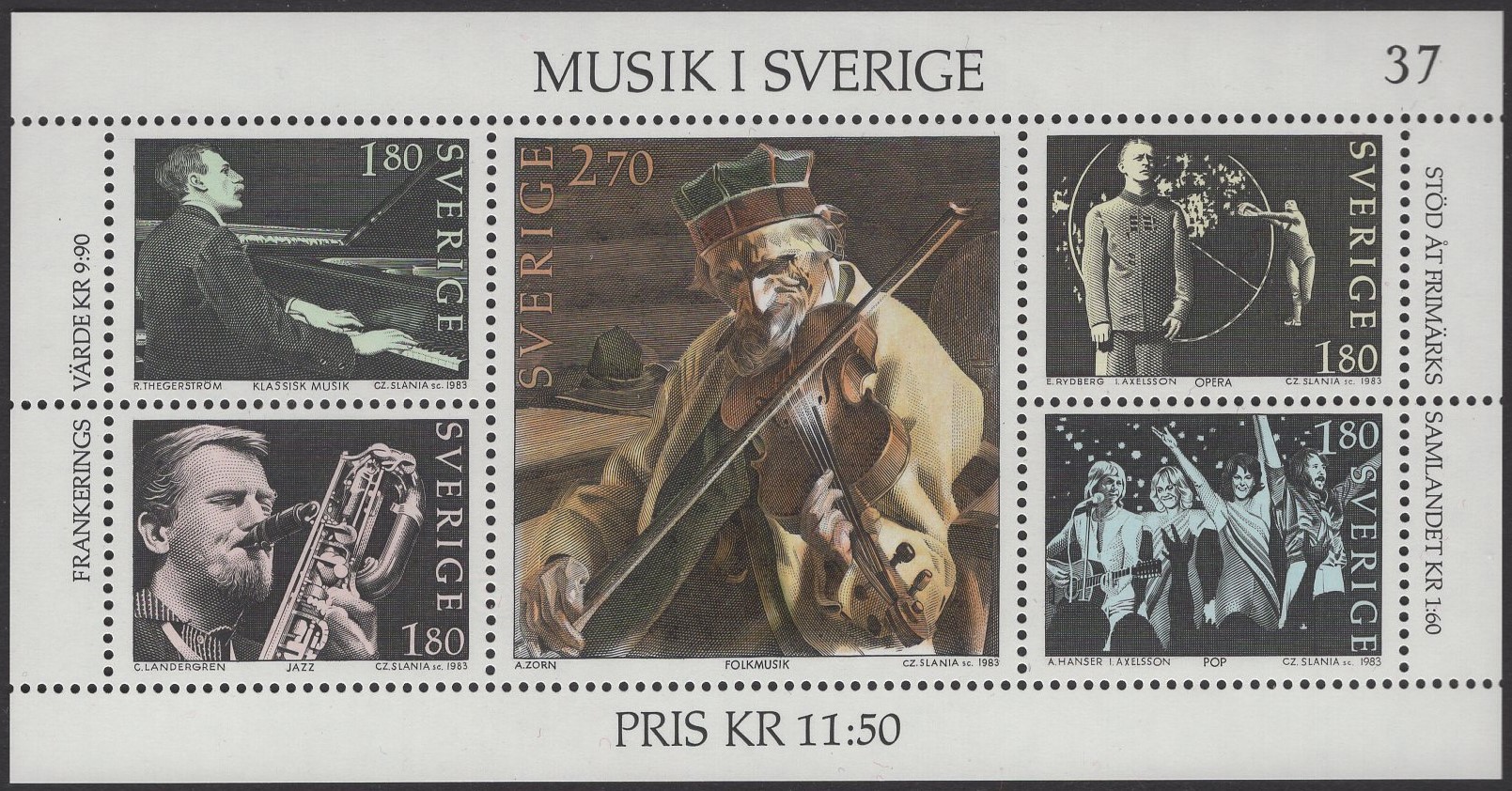 Schweden - postfrisch - Block 11 - Musik in Schweden - postfrisch - 1983